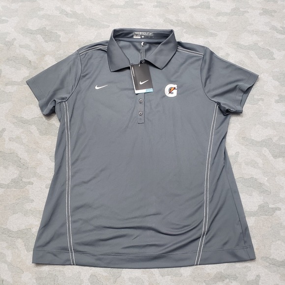 Nike Golf Polo Shirt Womens Large Gray Dri-Fit Short Sleeve NWT Branded - Picture 1 of 13